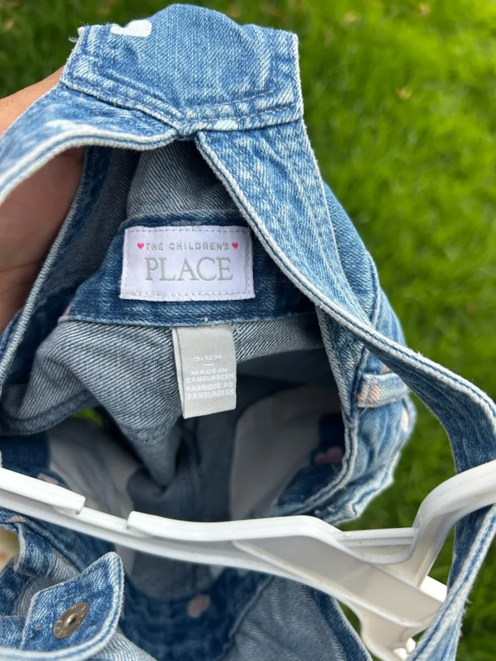 The Children's Place Blue Denim Heart Print Short Overalls